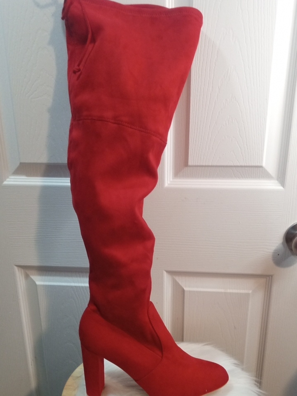 FASHION NOVA RED THIGH HIGH BOOTS - Picture 8 of 14